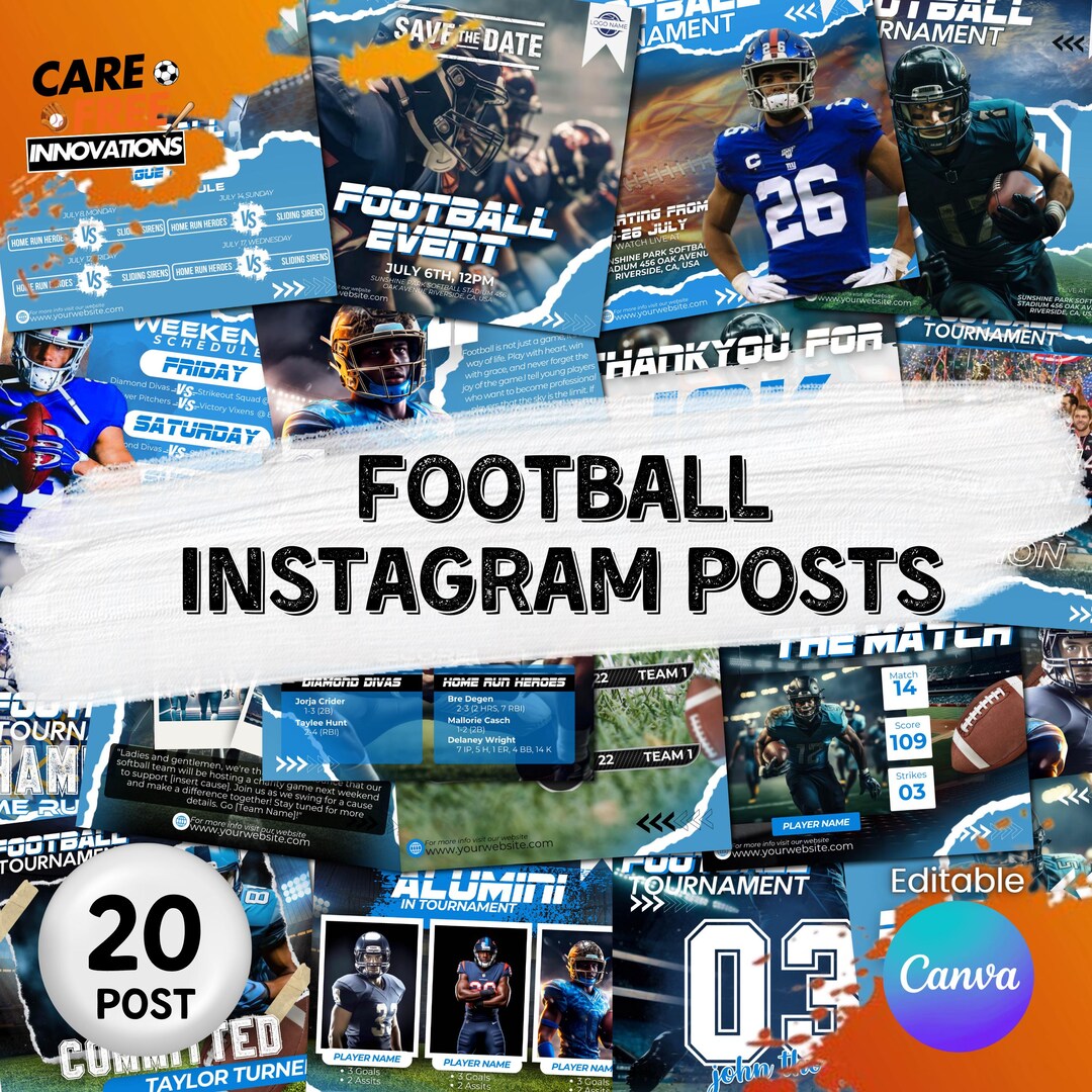 Football Instagram Template, Canva Sport Team Social Media Templates ...
