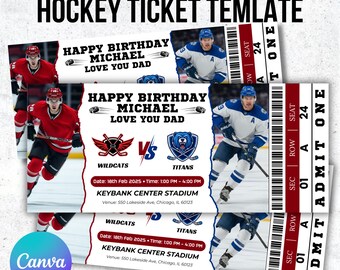 Editable Hockey Ticket Canva Template, Customizable Hockey Ticket, Hockey Game Ticket, Surprise Game Gift