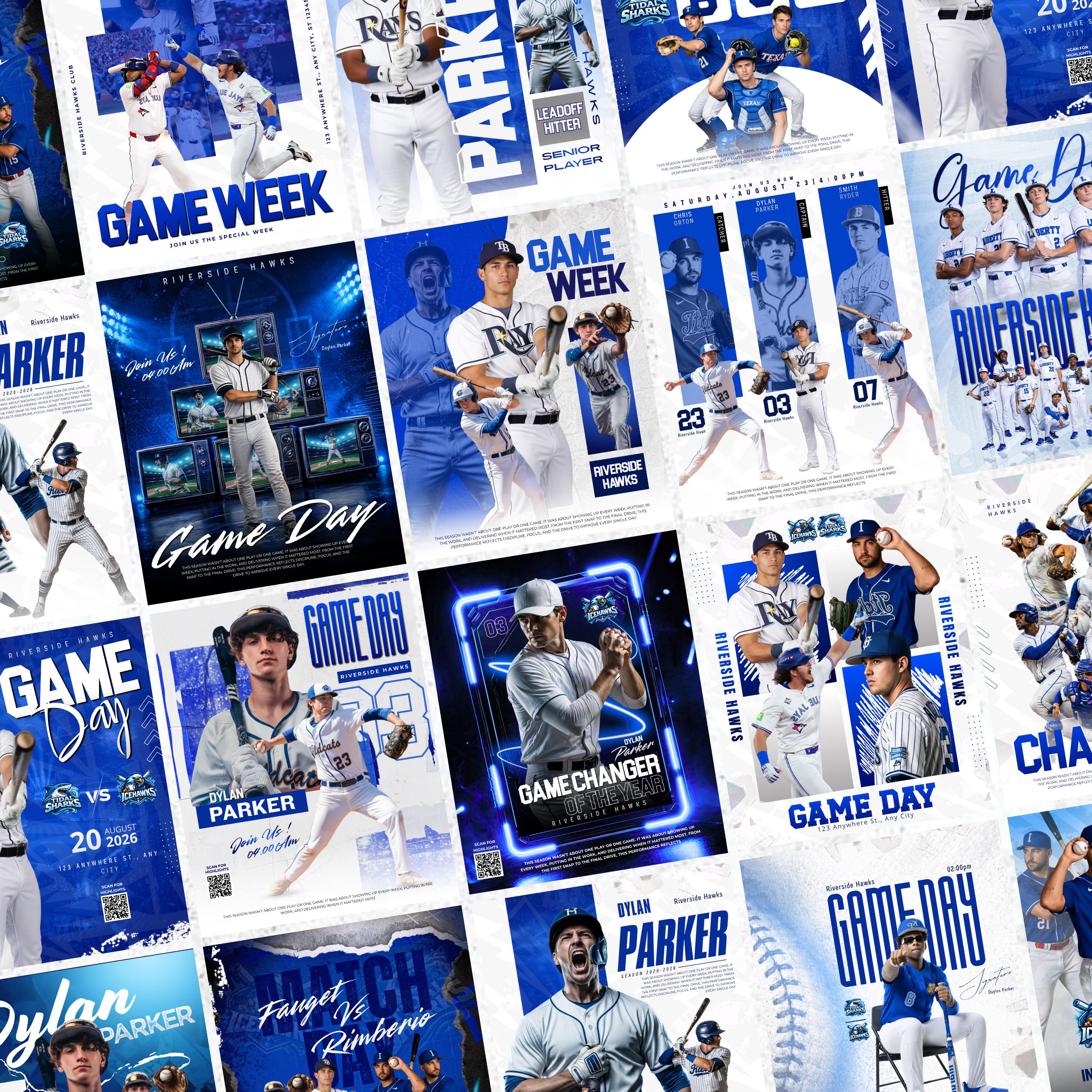 20+ Baseball Sports Social Media Templates | Editable Baseball Game Day ...
