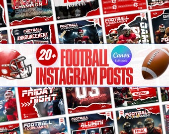 20+ Football Sports Social Media Templates | Editable Football Game Day Bundle| Match Schedule| Match Day Canva Templates | Instant Download