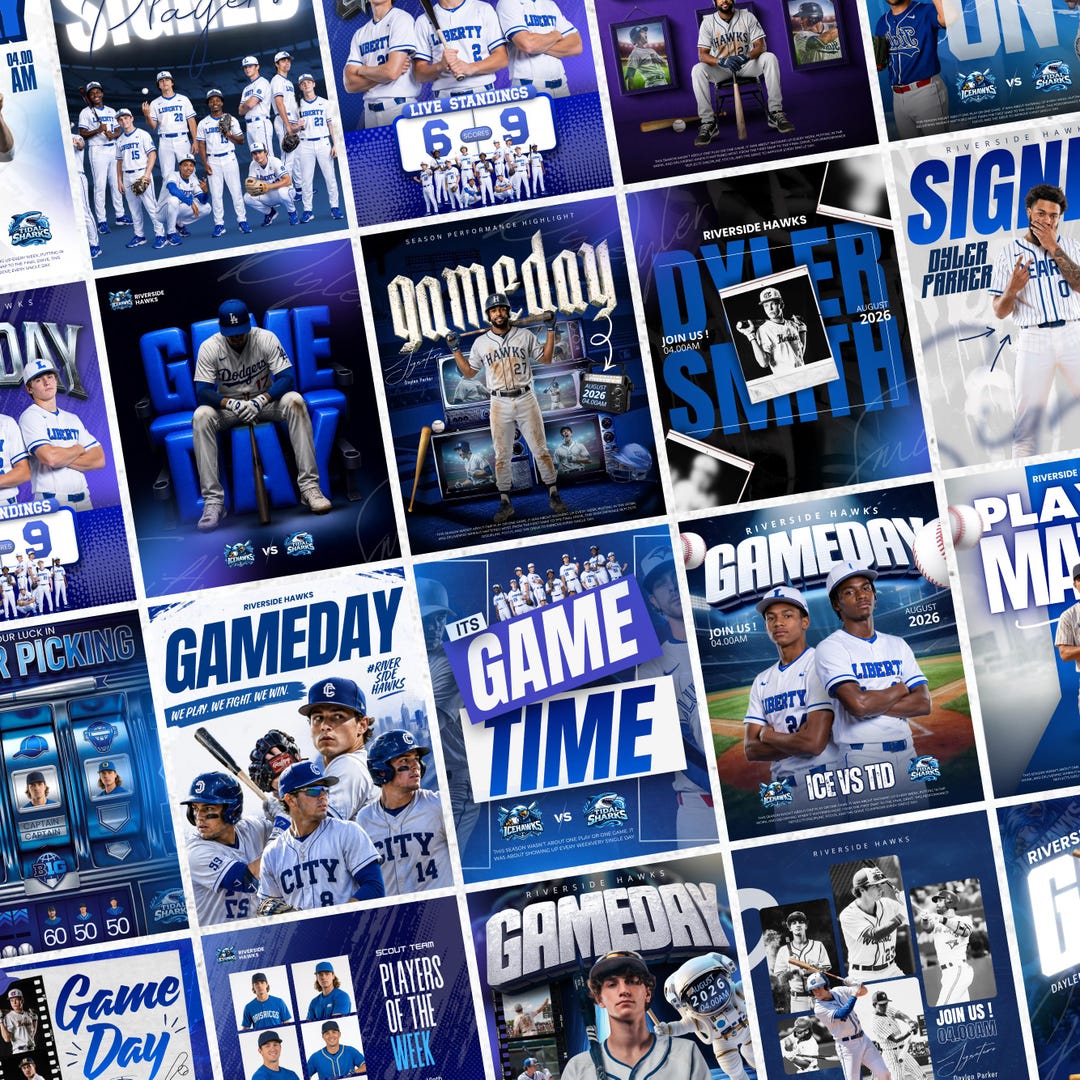 20+ Baseball Sports Social Media Templates | Editable Baseball Game Day ...