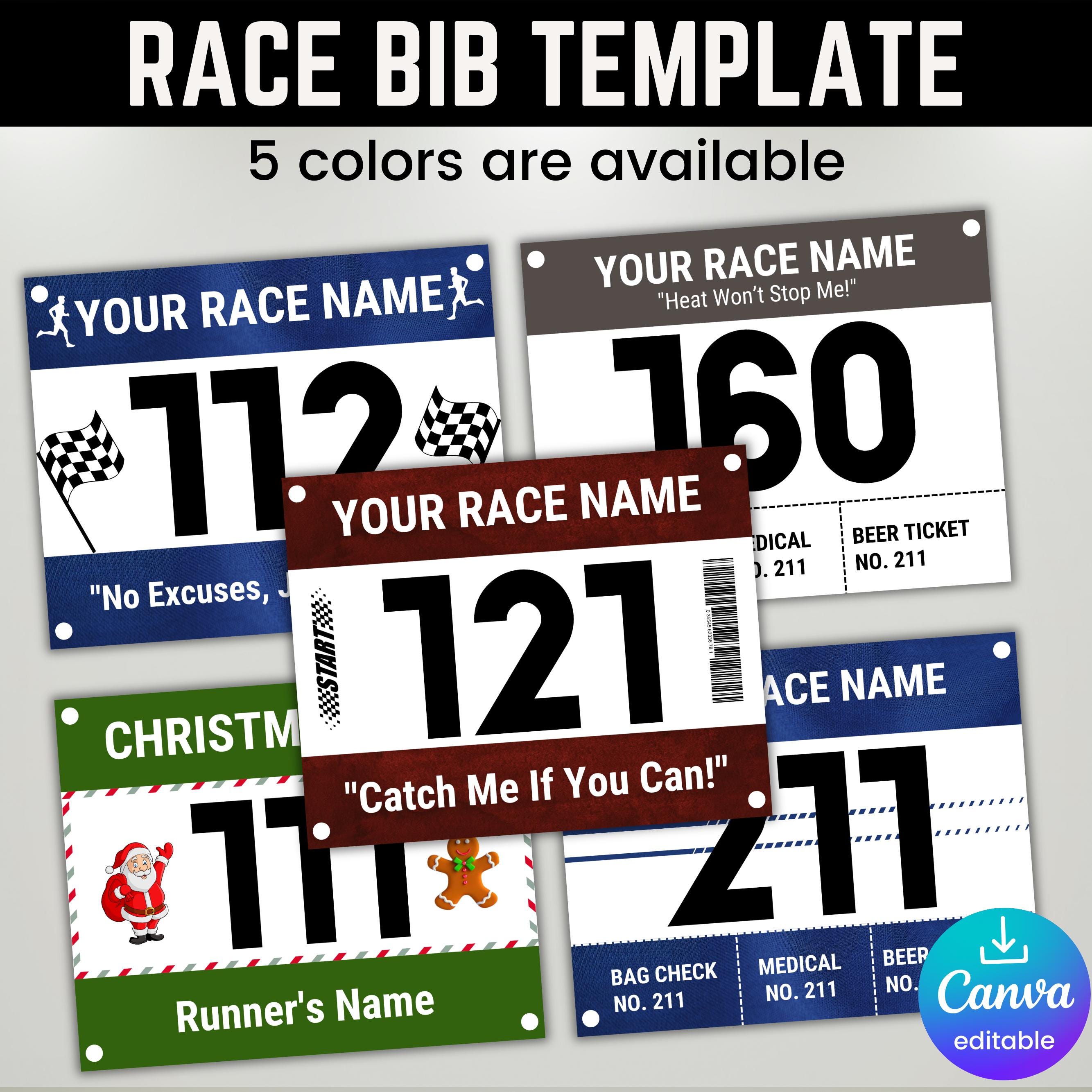 Printable Race Bib Template Bundle, Custom Race Bib, Racing Bib, Running Race Bib Templates, Running Bib Template, Participant Info