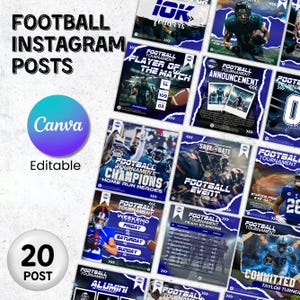 Football instagram Post template, Canva Football Templates, Football Social Media Flyer, Football Team, Football Schedule, Editable In Canva