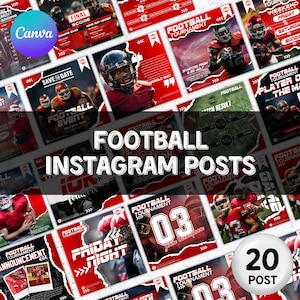 Football instagram Post template, Canva Football Templates, Football Social Media Flyer, Football Team, Football Schedule, Editable In Canva