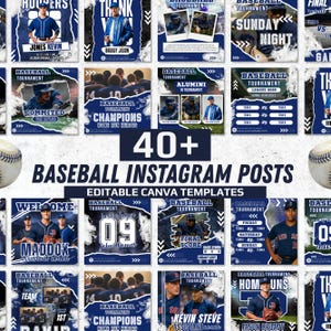 Modelo Canva para Jogador de Beisebol do Ano, Modelos de Mídias Sociais para Esportes de Beisebol, Dia do Jogo e Placar Final do Jogador, Agenda Completa