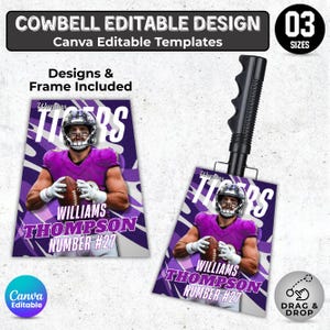 Cowbell Template, Editable Sport Cowbell Templates, Custom Cowbell Design, Football Cowbell Design, Football Cowbell Template, Cowbell Wrap