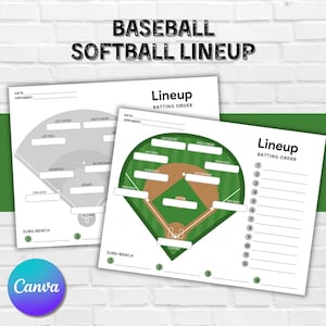 Editable Baseball Lineup,Softball Lineup,Baseball Chart Cards,Baseball Field Position Sheet,Batting Order Sheet,Baseball Game Day,Coach Gift