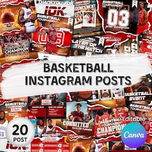 Basketball Social Media Templates Bundle, Basketball Social Media Kit, Editable Instagram Sport Templates,Basketball Schedule,Game Day,stats