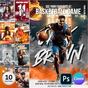 10 Sports Posters Templates, Sports Posters PSD, Basketball Poster, Sports Templates, Baseball Poster Poster,Soccer Poster,Volleyball Poster