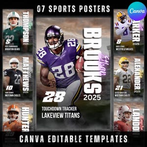 Football Posters Canva Template, Football Backgrounds, Football Backdrop,Senior Sport Poster,Football Banner,Sports Poster,Sports Background