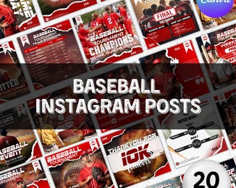 Baseball instagram Posts Templates, Canva Baseball Templates, Baseball Social Media Flyer, Baseball Team, Baseball Schedule, Canva Editable