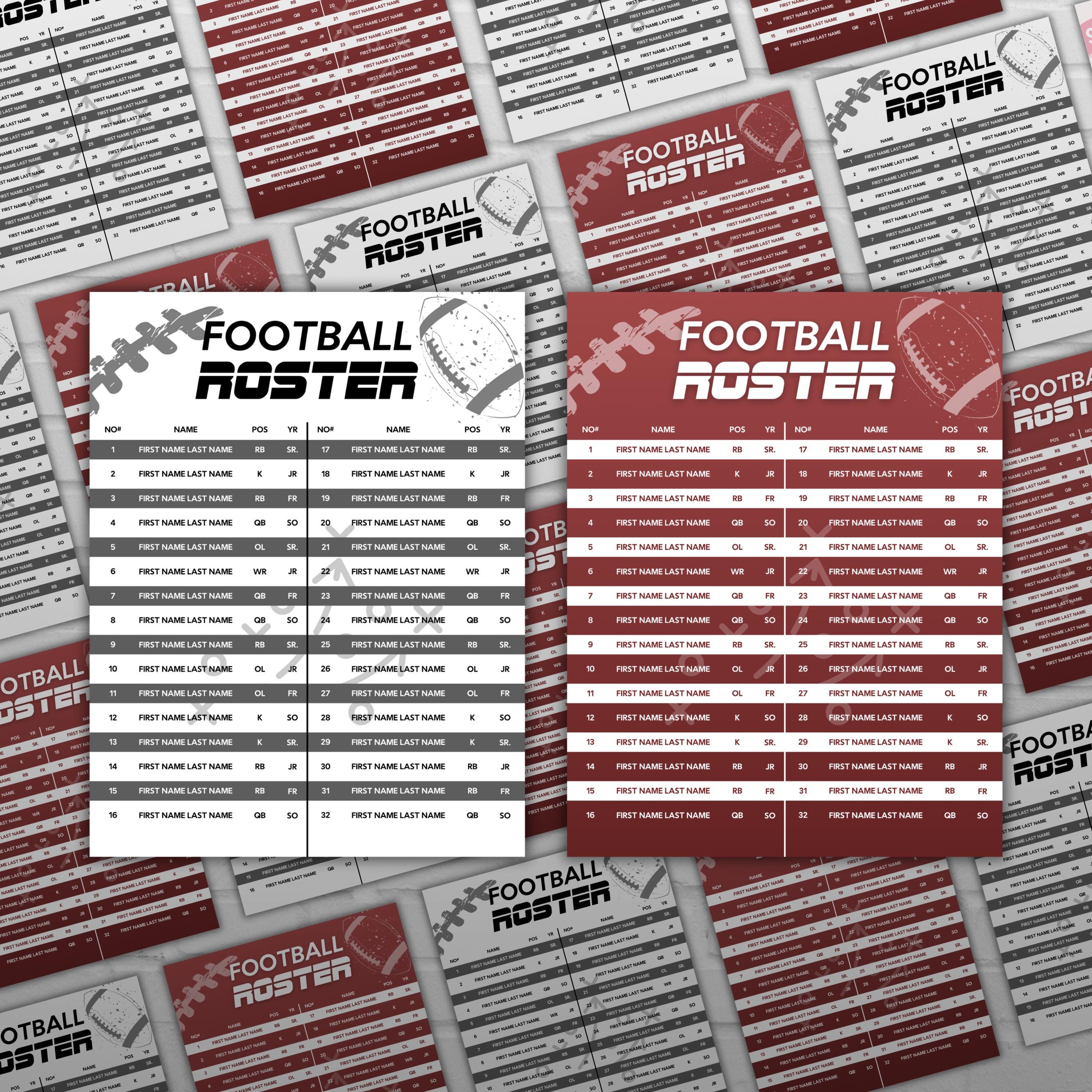 Football Roster Format Football Roster Template, Team Roster Template, Football Template ...
