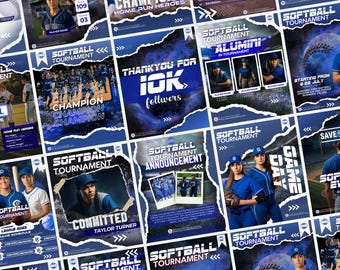 20+ Softball Sports Social Media Templates | Editable Softball Game Day & Player Spotlights Canva Templates | Instant Download
