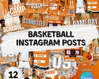 Plantillas para redes sociales de baloncesto, día de partido del torneo de baloncesto, baloncesto, calendario, baloncesto, marcador final, plantillas de baloncesto
