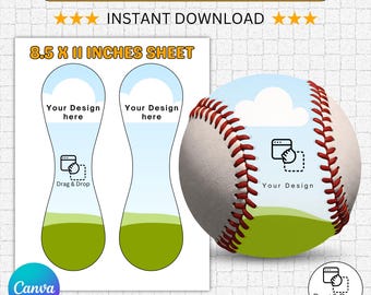 Plantilla para panel de béisbol, plantilla para envolver paneles de béisbol, envoltura de pelota, bricolaje, plantilla fotográfica de béisbol, plantilla en blanco para panel de béisbol, plantilla de lienzo
