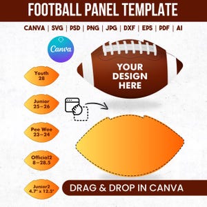 Football Panel Canva Template, Custom Photo Football Wrap, Drag & Drop, Football Ball Blank Template,Custom Football Panel,Football Template