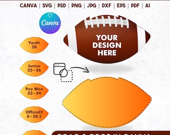 Football Panel Canva Template, Custom Photo Football Wrap, Drag & Drop, Football Ball Blank Template,Custom Football Panel,Football Template
