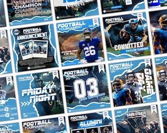 Modelos para redes sociais de futebol | Pacote editável para o dia do jogo | Tabela de partidas | Modelos do Canva para o dia do jogo | Download instantâneo