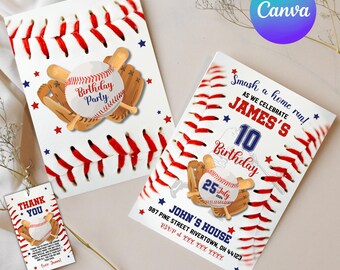 Baseball Birthday Party Invitation, Printable Sports Birthday Invite Template, Party Invite,Baseball Theme Party,Rookie of the Year,Home Run