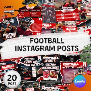 Football instagram Post template, Canva Football Templates, Football Social Media Flyer, Football Team, Football Schedule, Editable In Canva