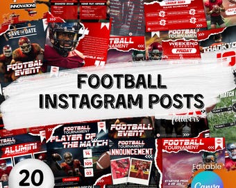 Football instagram Post template, Canva Football Templates, Football Social Media Flyer, Football Team, Football Schedule, Editable In Canva