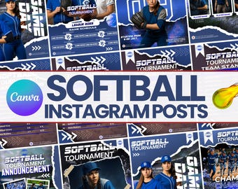 20+ Softball Sports Social Media Templates | Editable Softball Game Day & Player Spotlights Canva Templates | Instant Download