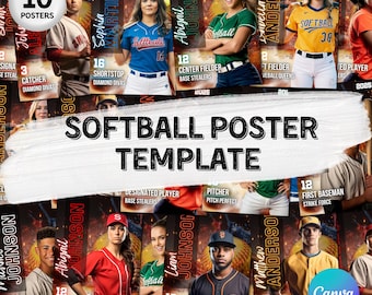 Softball Poster Vorlagen, Senior Night Softball Poster, bearbeitbare Senior Banner, benutzerdefiniertes Sportposter, druckbare Softballsportvorlage