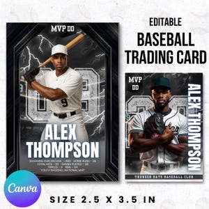 Baseball Trading Card Template, Editable Baseball Card Template,Sports Player Trading Cards Printable,Sports Card DIY Team Cards,Double Side