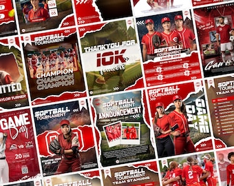 20+ Softball Sports Social Media Templates | Editable Softball Game Day & Player Spotlights Canva Templates | Instant Download