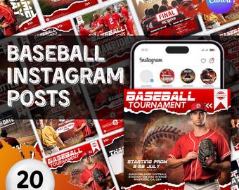 Baseball instagram Posts Templates, Canva Baseball Templates, Baseball Social Media Flyer, Baseball Team, Baseball Schedule, Canva Editable