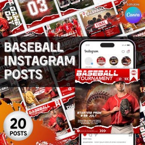 Baseballspieler des Jahres Canva Vorlage, Baseball Baseball Sport Social Media Vorlagen, Spieltag & Spieler-Endstand Spielplan