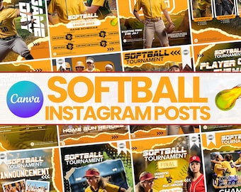 20+ Softball Sports Social Media Templates | Editable Softball Game Day & Player Spotlights Canva Templates | Instant Download