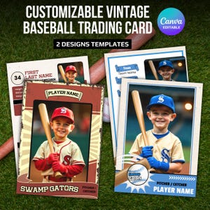 Modello Canva per carte da baseball, modello modificabile per carte collezionabili da baseball, carte collezionabili dei giocatori, carte di squadra con regali sportivi, carte sportive fai da te, regalo di squadra