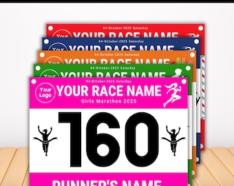Race Bibs Template, Custom Race Bib, Printable Racing Bib, Running Race Bib Party Bundle, Racing Canva Template, Running Bibs Template