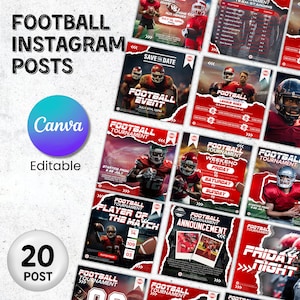 Football instagram Post template, Canva Football Templates, Football Social Media Flyer, Football Team, Football Schedule, Editable In Canva