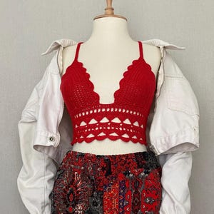 Crimson Elegance - Size XS-XXL - Fast shipping - Enjoy the summer with this gorgeous - Knit Bustier - Crochet Bustier