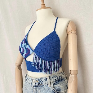 Crochet Knit Triangle Bustier: Bohemian Festival Top, XS-XXL