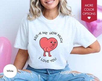 Maglietta divertente con scritta "Comfort Colors" e scritta "Cuore" in stile retrò, regalo per lui e per lei, maglietta romantica e umoristica per coppie