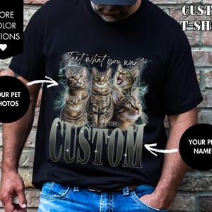 CUSTOM Bootleg Rap Pet TShirt - Custom Cat Gift Personalized Pet Shirt Name Below Custom Photo Vintage 90s Graphic Tee Shirt Christmas Shirt