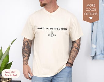 Aged to Perfection 1985 Unisex T-shirt 40th Birthday Gift for Him or Her Vintage Minimalist Shirt Classic Retro Style Funny Tee Turning 40