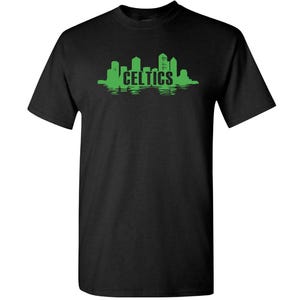 Boston Skyline Celtics Tshirt, Men&#39;s Celtics Shirt, Women&#39;s Celtics Shirt, Boston shirt, Celtics shirt, Boston Celtics, Basketball shirt