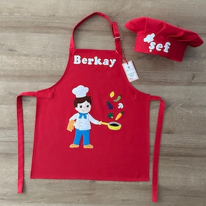 Personalised kids apron and hat, Gift kitchen apron, Kids apron with name, Customized kitchen apron, Cute little chef apron, Chef apron