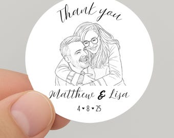 Wedding Personalised wedding favor Stickers – 40mm Glossy Gift Labels, 24 Stickers per Sheet, Custom wedding thank you stickers for Presents