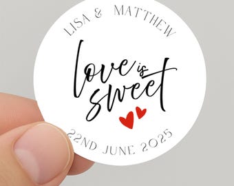 Love it Sweet Wedding Stickers – 40mm Glossy Gift Labels, 24 Stickers per Sheet, Custom wedding thank you stickers for Presents