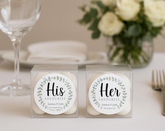 Mr & Mrs Favourite Wedding Favours Stickers– 40mm Glossy Gift Labels, 24 Stickers per Sheet, Custom wedding thank you stickers for Presents