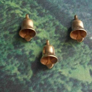 10 tiny brass bell charms, 10mm image 4