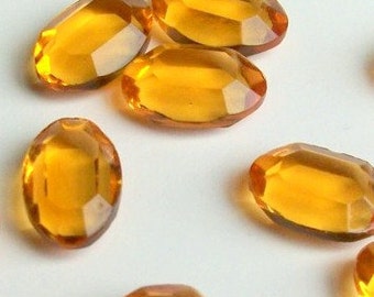 SALE, 20 bright yellow topaz stones, faceted vintage Austrian glass, 12mm x 8mm