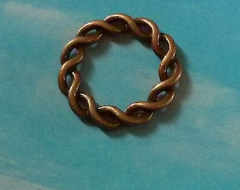 SALE - 20 big braided wreath connectors, bronze tone, 20mm