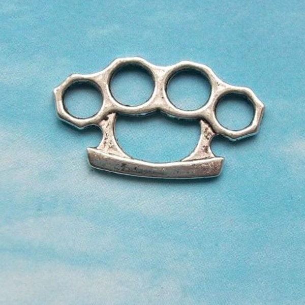 40 knuckle duster charms or connectors, brass knuckles, silver tone, 25mm