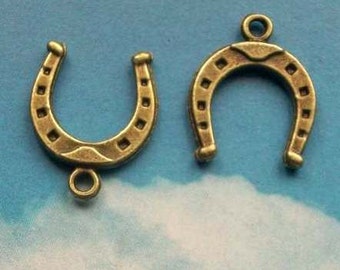 10 horseshoe charms, antique bronze tone, 16mm